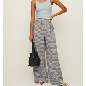 Reformation Fernando Linen Wide Leg Pants – Remy Check Women's Size Small – NWT